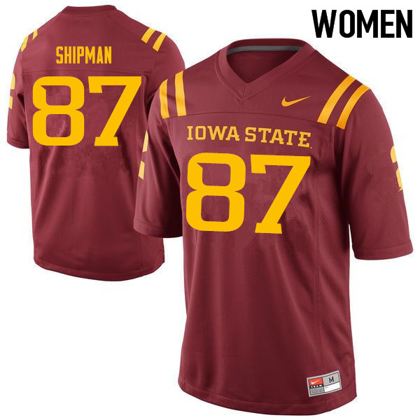 Iowa State Cyclones Women's #87 Zach Shipman Nike NCAA Authentic Cardinal College Stitched Football Jersey QC42B63AH
